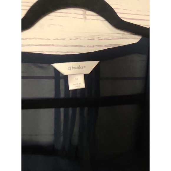 CJ Banks Navy Blue Embroidered Floral Lace Flowy Boho Top Womans Plus Size 1X - Picture 3 of 5